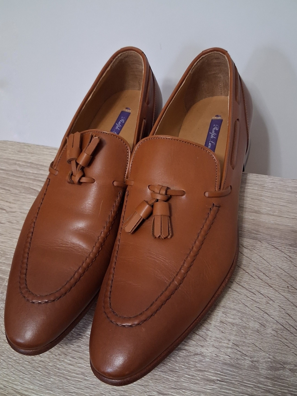 Ralph Lauren Purple Label Women's Tassel Loafers in Cognac Brown